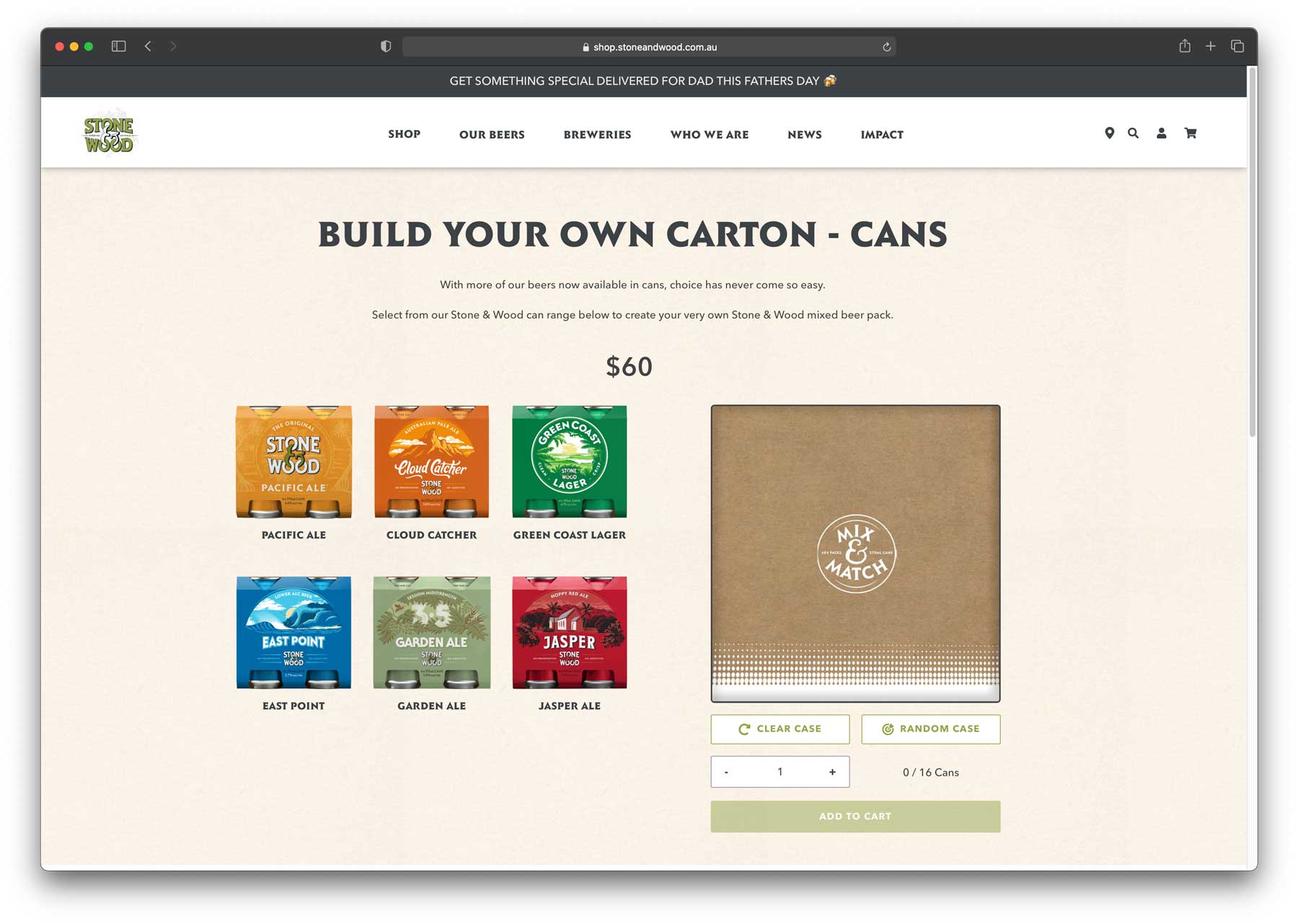 Stone & Wood Build Your Own Carton developed by Artie Codes